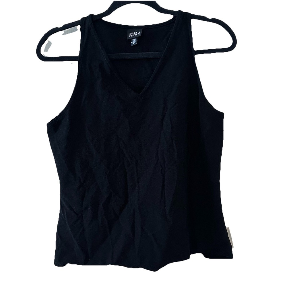 Eileen Fisher Black Womens‎ Camisole Tank Top Viscose Blend V Neck Stretch M